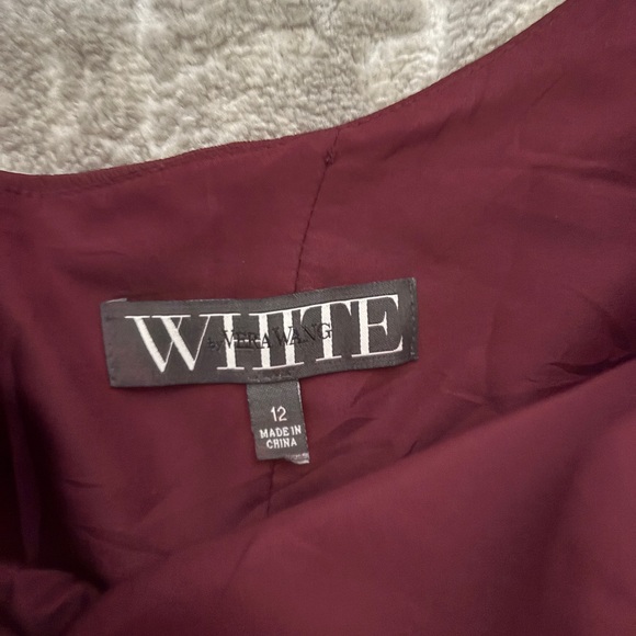 White by Vera Wang long chiffon burgundy wine berry maroon gown size 12. - Picture 2 of 5